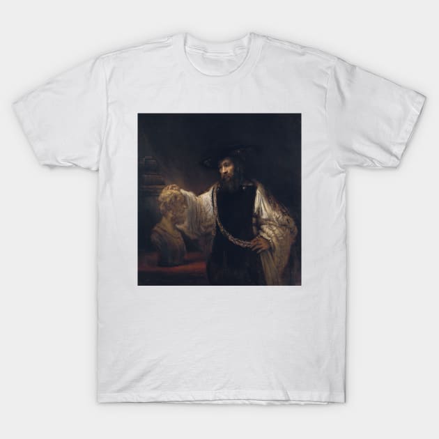 Aristotle with a Bust of Homer by Rembrandt T-Shirt by Classic Art Stall